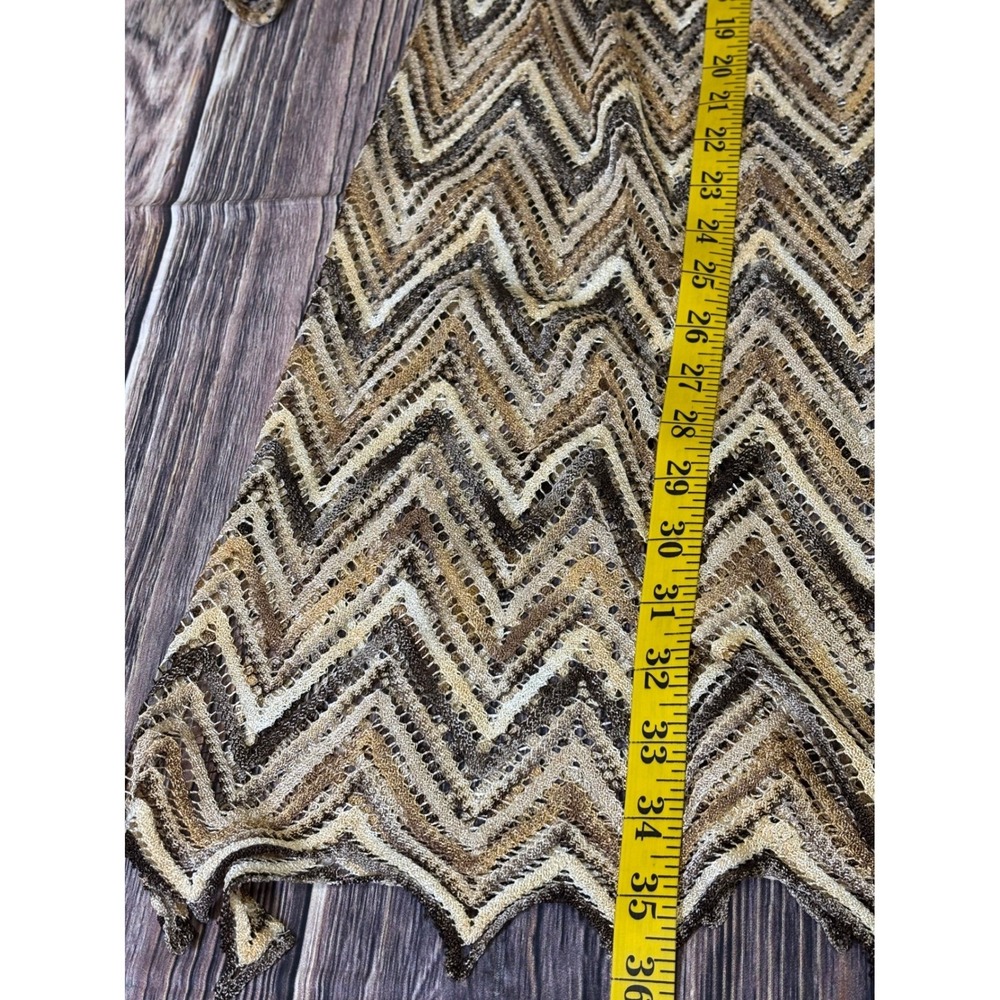 Susan Graver Knit Cardigan Womens XL Gold Brown Zig Zag Print Open Front - Picture 5 of 12